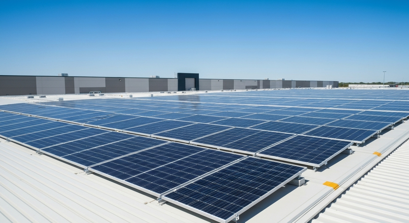 Panouri solare instalate la un depozit FluxCore